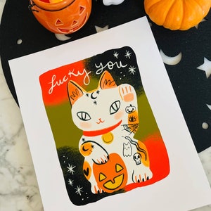 lucky you 8x10 lucky cat art print