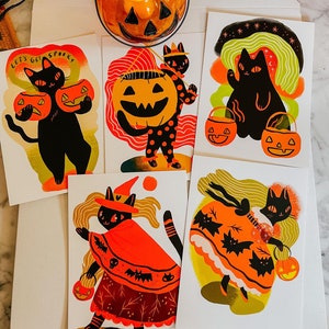 the vintage cat halloween 5x7 prints