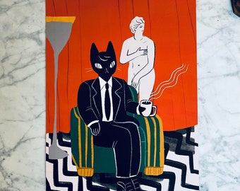 black lodge dale cooper cat 11x17 inch matte cardstock poster
