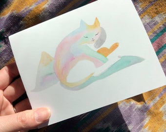 mountain crystal cat greeting card