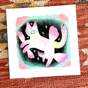 orchid mantis cat 8x8 matte paper print