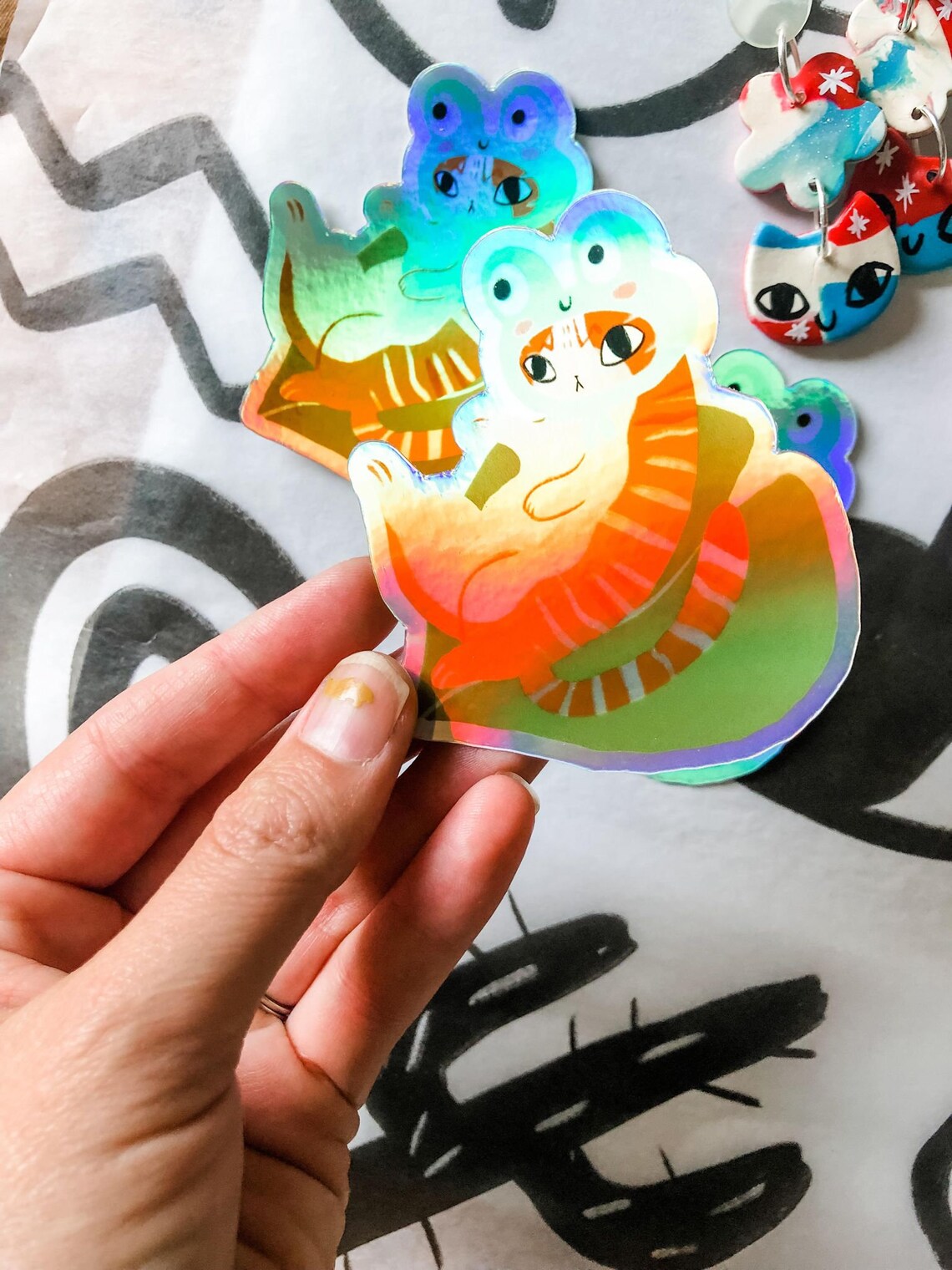 The Holographic Froggy Hat Kitty Etsy