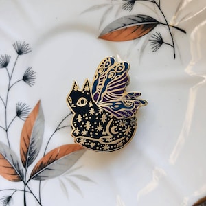 The Luna Cat Moth hard enamel pin