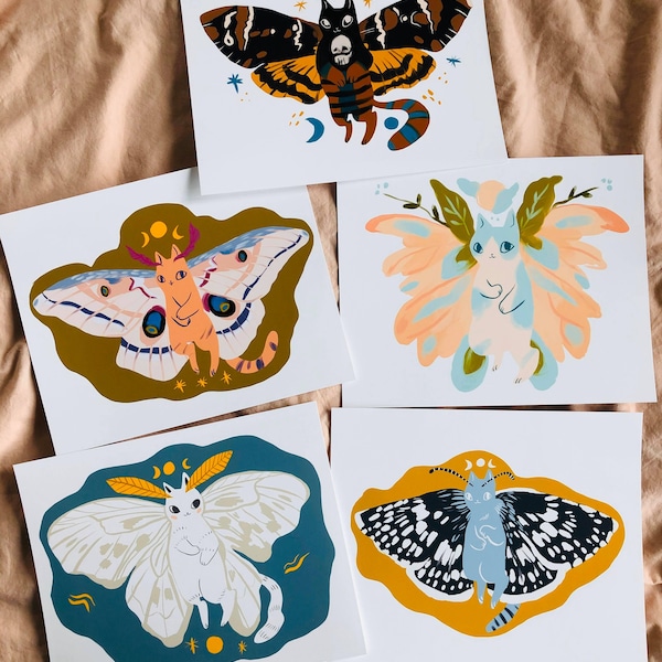 The moth cats 8x10 fine matte paper prints