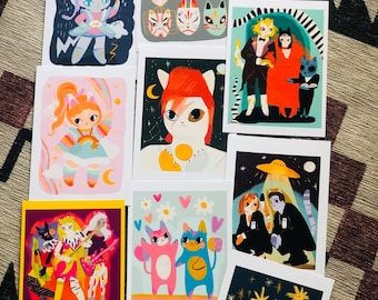 the pop culture magic cats mini prints