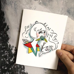 She&#39;s a real tulpa twin peaks fan greeting card