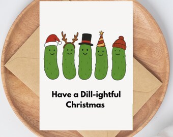 Biglietto di Natale con sottaceti, divertente, con un PDF pieghevole da 5x7, adorabile biglietto di Natale con giochi di parole, scaricabile immediatamente per lui, per lei