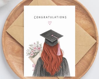 Ginger Girl Graduation Card Printable PDF 5x7 Foldable Congrats Grad Card Cute Graduation Greeting Card Instant Download Printable