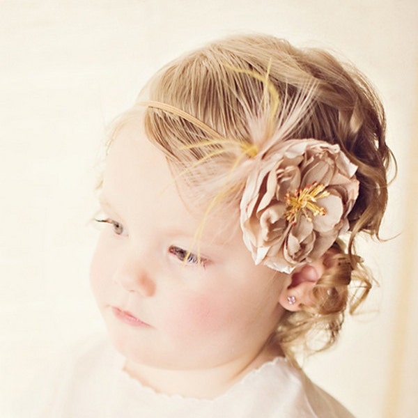 Baby Headband : Vintage Inspired Headband Baby Headbands Toddler Headband Singed Fabric Flower Headband Photo Prop ITEM NO.303