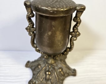 Victorian Acorn Match Safe, Antique Cast Iron and Brass Match Holder, Dated Jan 21 1862 Match Safe, Figural Acorn Match Caddy