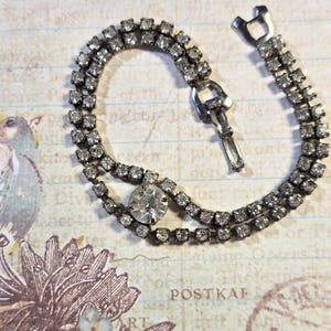 Vintage Rhinestone Tennis Bracelet: Silver Tone Cocktail Jewelry