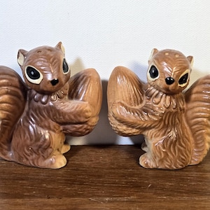 Vintage Squirrel Salt and Pepper Shakers: 1950s Kitsch Kitchen Decor