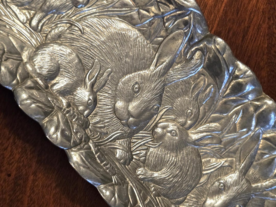 Large Arthur Court Aluminum Bunny Rabbit Serving Tray - Etsy