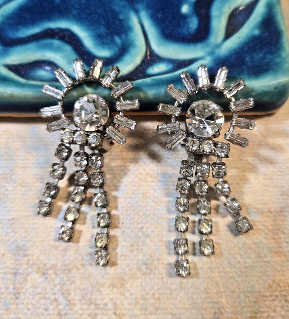 Boucles D'oreilles Clips Strass Vintage - Occasion