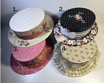 CHOICE of ONE - Mary Engelbreit Hat-Shaped Box, 1990&#39;s Decorative Storage Box, Michel & Co Floral Gift Box, Mary Engelbreit Keepsake Box
