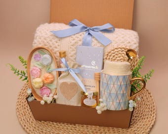 Blanket gift box, Care Package for women, Gift box for her,You got this gift basket for sister, mom, best friend, fall care package