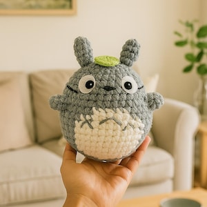 Totoro Plush Crochet Pattern PDF – Velvet Yarn Amigurumi Tutorial – Soft Chubby Totoro Toy – Instant Download