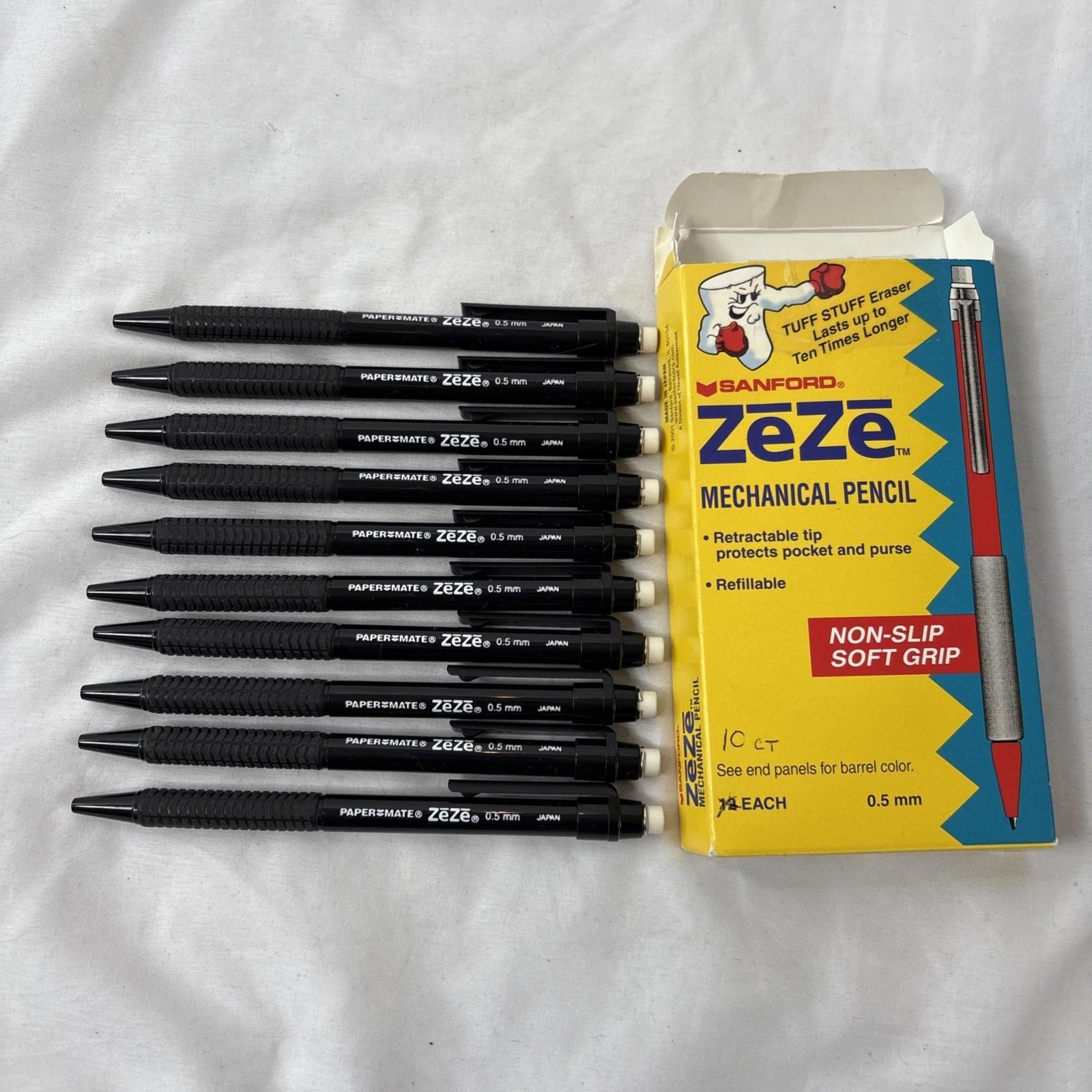 10 Sanford Zeze .5mm Lead Pencil Black Grip Japan 64589 Partial