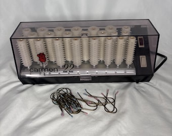 Vintage Carmen 22 Count Electric Heated Hot Hair Rollers Denmark Working w/clips