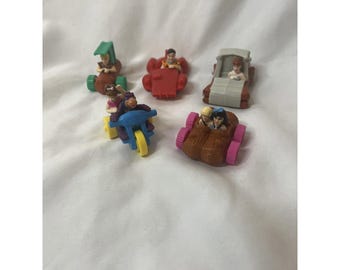 Juguetes de la Cajita Feliz de McDonald's de los años 90, coches de Los Picapiedra, vehículos, lote mixto de 5