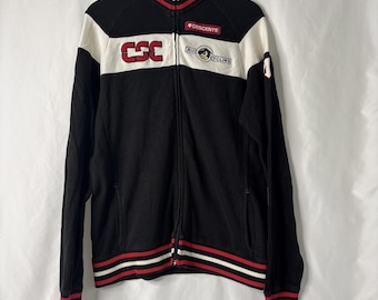 Vtg Descente CSC Riis Cycling Team Full Zip Large Sweater Jacket Embroidered
