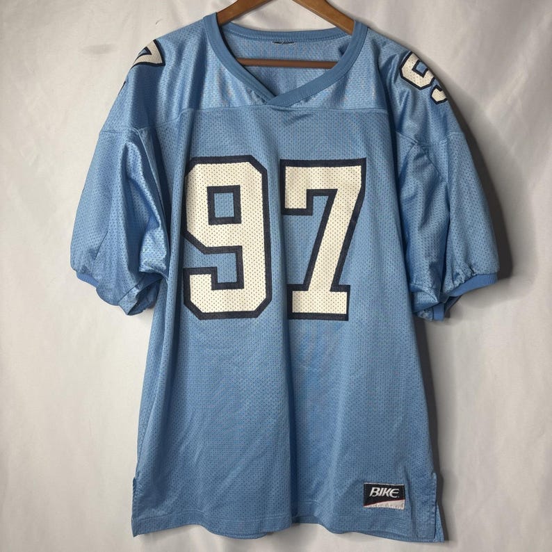 Vtg BIKE UNC Tar Heels Football Jersey #97 90s Mesh NCAA North Carolina Blue Os image 1