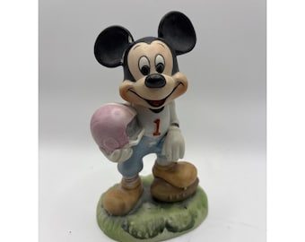 Figura de porcelana vintage de Mickey Mouse, fútbol de Walt Disney Productions n.° 1 LEER