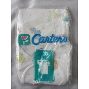 Camisas Carter's vintage con broches de presión, 6 meses, 100 % algodón, color blanco, talla animal, EE. UU.