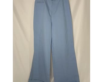 Pantalones de estilo vintage de los años 70, de pierna ancha, cintura alta y puños azules, talla 13-14, 25" Leer
