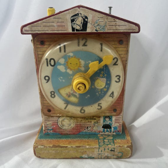 USA 1968年製 フィッシャープライス ヴィンテージ 時計 TOY 1968 Fisher Price Music Box Teaching Clock 998 School Toy Vintage