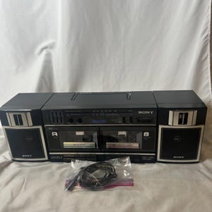 SONY CFS-W360 Stereo Radio Dual Cassette Recorder Boombox Partially Working READ