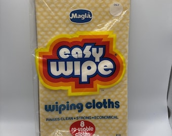 Paños de limpieza reutilizables Magla Easy Wipe, vintage de los años 80, 100 % rayón, 18-701, 8 unidades, NUEVOS