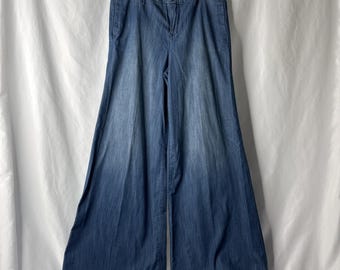 Anthropologie Level 99 Newport Wide Leg Jean Trouser Sz 28 Y2K Boho Minimalist