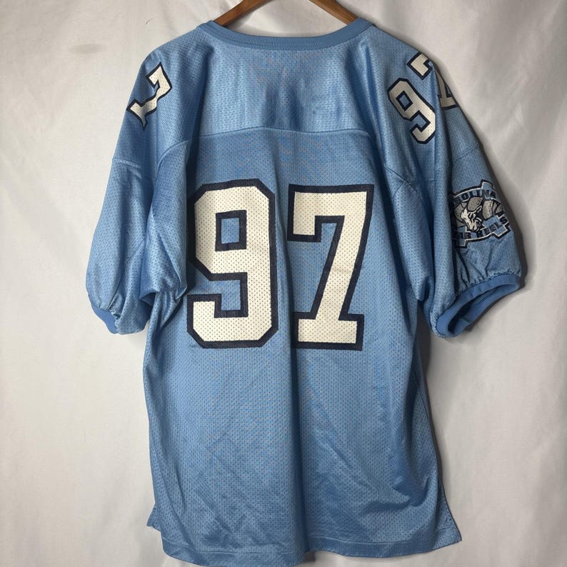 Vtg BIKE UNC Tar Heels Football Jersey #97 90s Mesh NCAA North Carolina Blue Os image 4