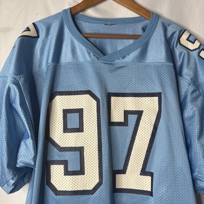 Vtg BIKE UNC Tar Heels Football Jersey #97 90s Mesh NCAA North Carolina Blue Os image 3