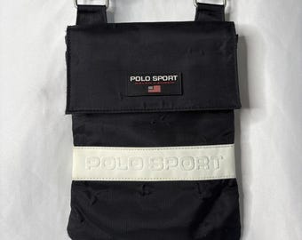 Vintage 90s Y2K Ralph Lauren Polo Sport Crossbody Bag Purse Travel Black