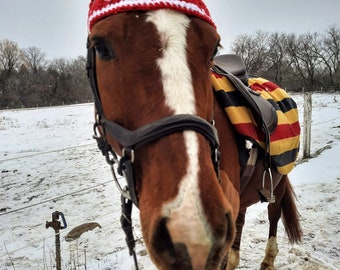 Horse Bonnet, Valentine Horse Pom Pom Hat, Horse Crochet Hat, by Equine Wear