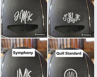 Custom Equestrian Helmet Decal, Monogram,  Vinyl Decal