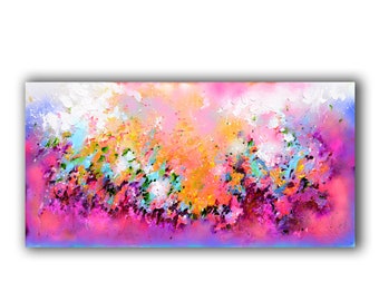 EXTRA LARGE coloré abstrait peinture originale moderne Palette couteau Relief décoration murale Art sur toile