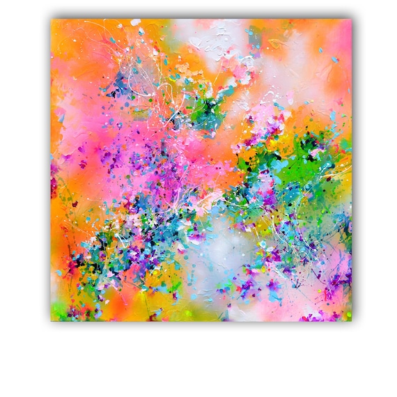 カラフルなオリジナル抽象画、長方形パステルウォールアート