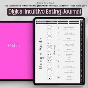 Digital Intuitive Eating Journal: Daily Food Log, GoodNotes PDF (Hyperlinked)