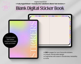 Sticker Organizer, Digital Stickerbook for GoodNotes & Notability, Hyperlinked and Blank iPad Sticker Book