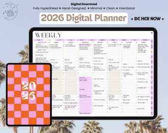 2026 Digital Planner, Weekly Time Block Layout (Digital Download)