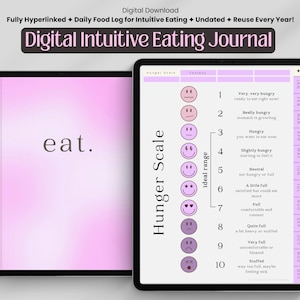 Diario digital de alimentación intuitiva: registro diario de comidas, GoodNotes PDF (con hipervínculos)