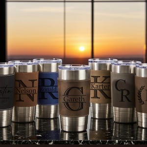 Personalized Groomsmen Tumbler,Engraved Leather Tumbler,Best Man Gifts, Insulated Mug, Groomsmen Gifts For Men,Travel Mug,Groomsmen Proposal