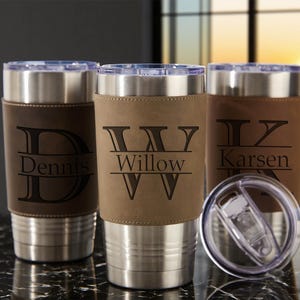 Custom Groomsmen Gifts, Personalized Tumbler for Men, Engraved Leather Tumblers, Best Man Gifts, Groomsmen Tumblers, Bachelor Party Gifts