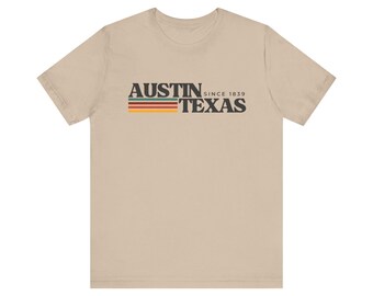 Austin Texas Retro Stripe T Shirt | Vintage 70s Bold Stripe Tee | Unisex Bella Canvas Tee | Austin Texas Souvenir Gift