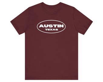 Austin Texas Oval Logo T Shirt | Vintage Seal Design | Unisex Bella Canvas Tee | Austin Texas Souvenir Gift
