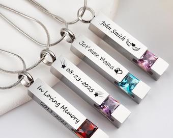 Collar de urna de cremación personalizado: Joya conmemorativa grabada para cenizas (acero inoxidable)