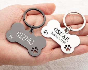 Personalized Bone-Shaped Pet ID Tag | Engraved Dog & Cat Tag